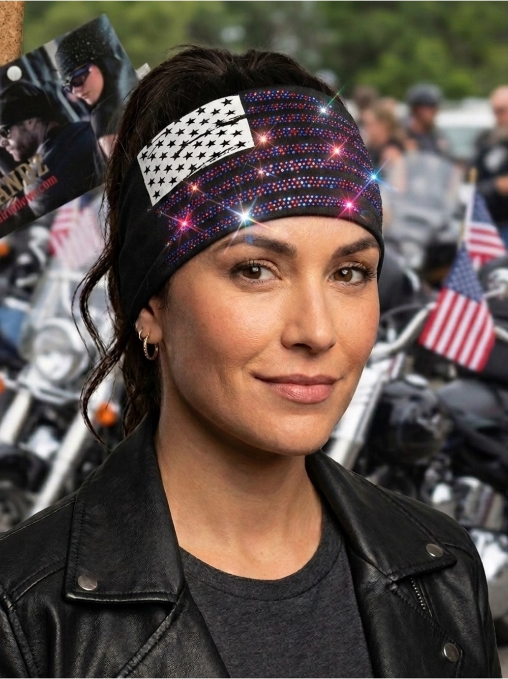 Patriot Headband with gems in Red & Blue.